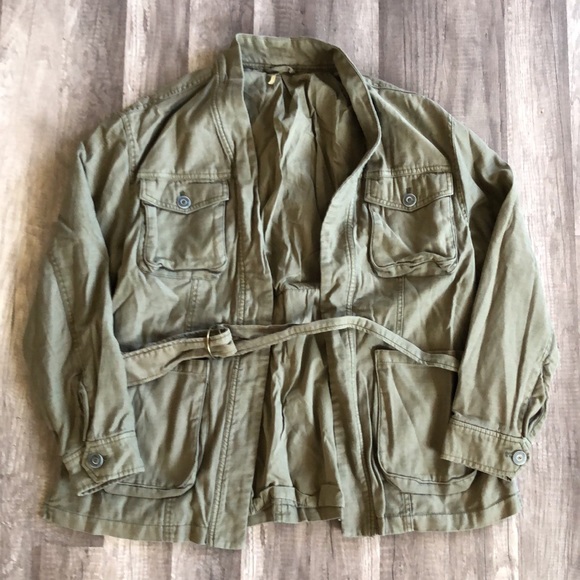 Free People In Our Nature Military Green Wrap Cargo Jacket M - Picture 3 of 14